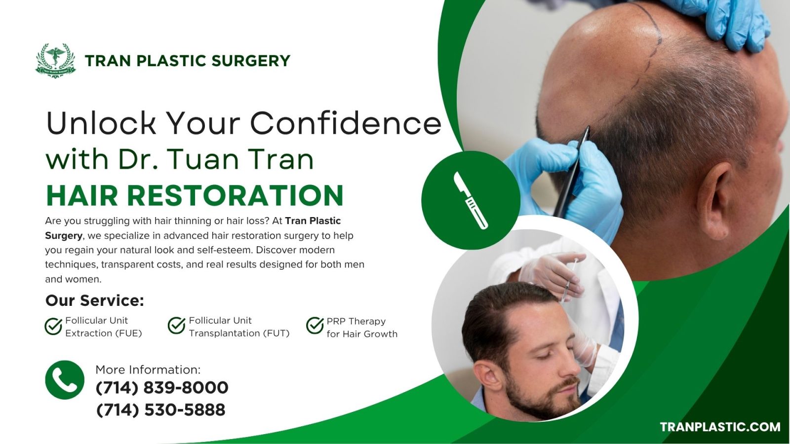 Hair Restoration Surgery with Tran Plastic Surgery