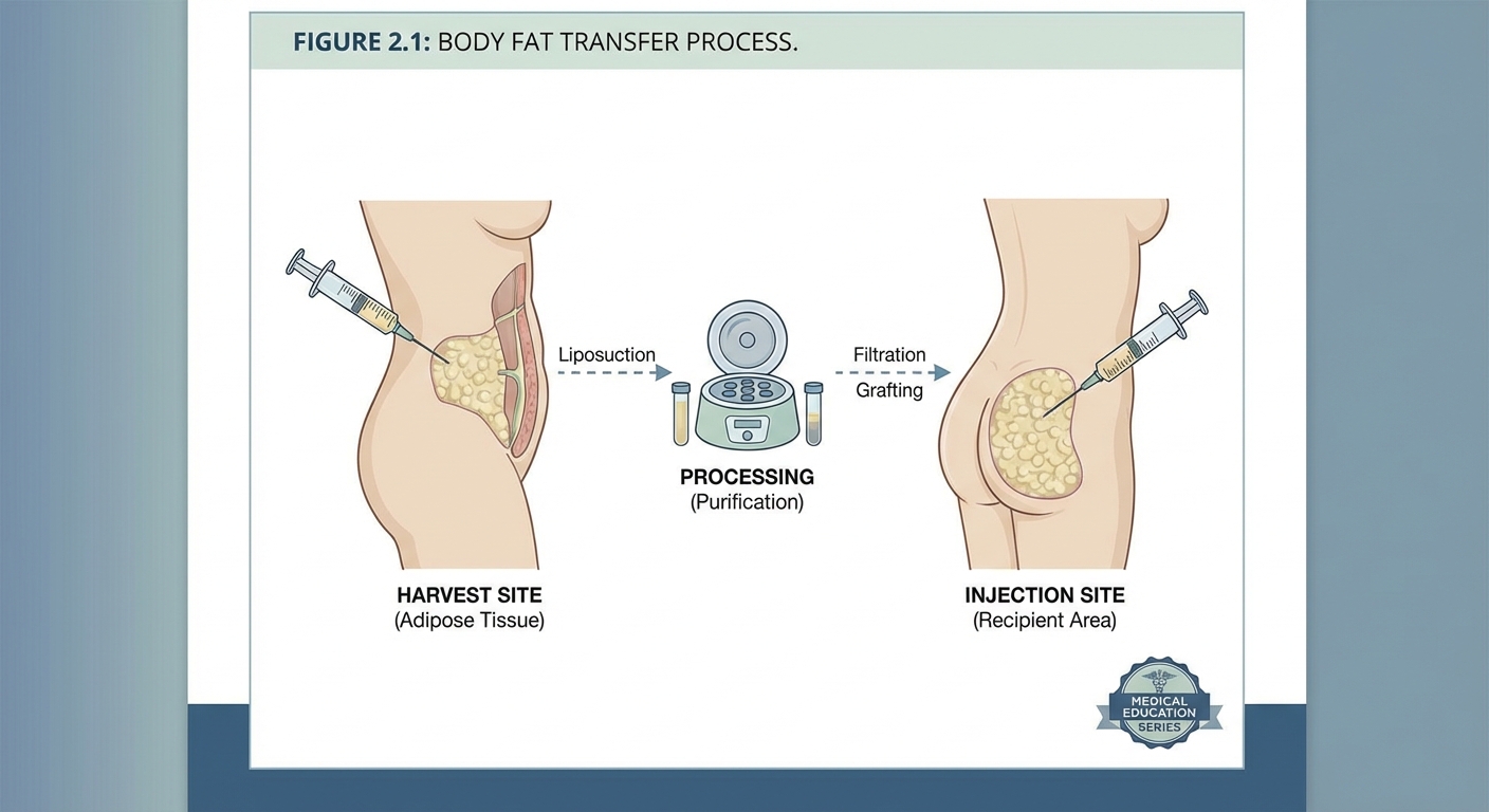 Brazilian Butt Lift procedure showing fat transfer technique