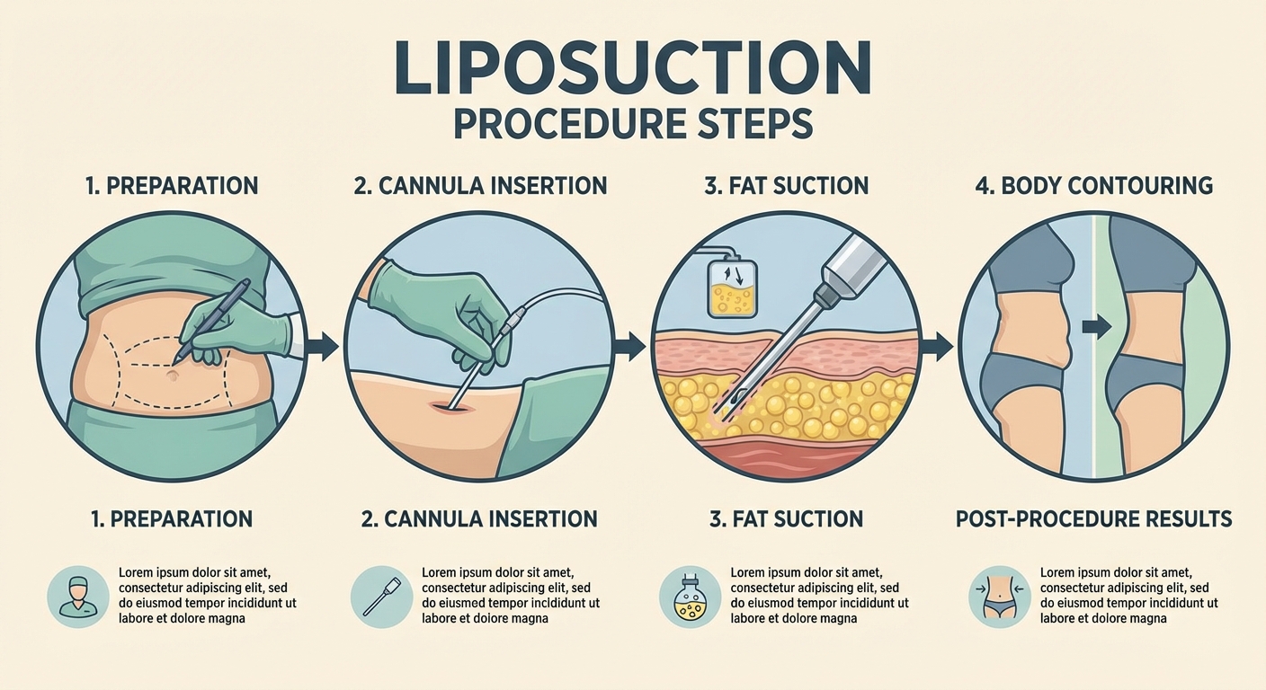 Liposuction procedure showing fat removal technique