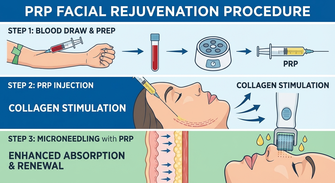 PRP treatment showing platelet-rich plasma extraction and application
